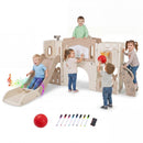 Toddler Slide Playset with Music Box and Drawing Board – Light Brown