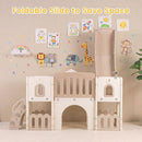 Toddler Slide Playset with Music Box and Drawing Board – Light Brown