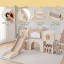 Toddler Slide Playset with Music Box and Drawing Board – Light Brown