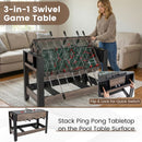 3-in-1 Swivel Foosball, Pool and Table Tennis Table – Brown