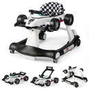 4-in-1 Racing Car Baby Walker with Music and Lights — White — image 2