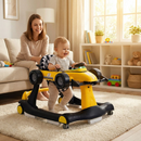 4-in-1 Racing Car Baby Walker with Music and Lights — Yellow — image 1