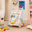 Wooden Activity Push Walker with Music, Puzzles and Storage — Blue — image 1