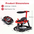 6-in-1 Baby Activity Walker with Canopy — Red — image 5