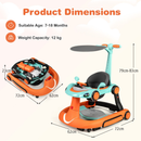6-in-1 Baby Activity Walker with Canopy — Orange — image 4