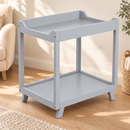 AI-generated nursery illustration of Bebe Care Casa 2 Tier Change Table in light grey; furnishings not included; not a manufacturer photograph