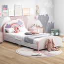 Cloud design upholstered single kids bed