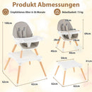 Costway 6-in-1 high chair dimensions