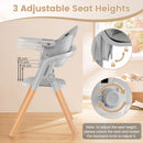 Three adjustable seat heights on the Costway 7-in-1 high chair