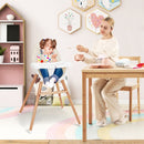 Wooden baby high chair feature view