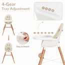 Wooden baby high chair safety and harness feature