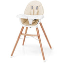 Wooden high chair with double adjustable tray - Beige