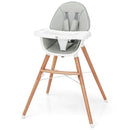 Wooden high chair with double adjustable tray - Grey