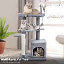Multi-level cat tree featuring soft perches, scratching posts, and a cozy condo for playful kittens to relax and.