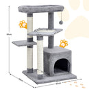 4-layer cat tree with scratching posts, plush surfaces, and a cozy condo for kittens to climb, play, and relax.