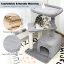 4-layer cat tree with scratching posts, plush cover, and spacious condo for kittens to climb, scratch, and relax.