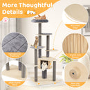 Multi-level cat tree with comfy padded top perch, slat design, and stable base, perfect for small apartments.