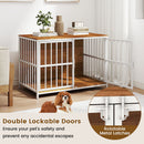 100 cm Dog Crate Furniture with Double Front Doors – Wood view 7