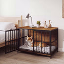 100 cm Dog Crate Furniture with Double Front Doors – Rustic Brown view 1