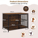 100 cm Dog Crate Furniture with Double Front Doors – Rustic Brown view 5