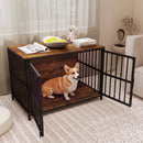 100 cm Dog Crate Furniture with Double Front Doors – Rustic Brown view 6