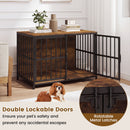 100 cm Dog Crate Furniture with Double Front Doors – Rustic Brown view 8