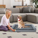 Grey Foam Dog Bed with Three-Sided Bolsters – Grey / L view 2
