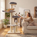 174 cm Solid Wood Cat Tree with Condo and Hammock – view 2