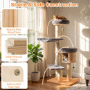 174 cm Solid Wood Cat Tree with Condo and Hammock – view 10