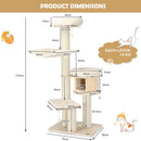 174 cm Solid Wood Cat Tree with Condo and Hammock – view 4