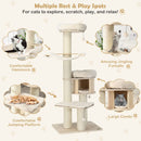 174 cm Solid Wood Cat Tree with Condo and Hammock – view 5