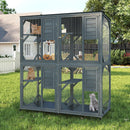 182 cm Wheeled Wooden Catio with Two Resting Houses – view 1