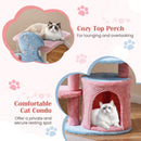 Cozy top perch and comfortable cat condo of the 85 cm cute cat tree in pastel colors for lounging and play.