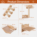 Wall-mounted cat shelves set of 4 with hammock, featuring durable plywood and sisal scratching posts for climbing and.