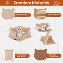 Wall-mounted cat shelves set with hammock, solid plywood, and non-slip carpet mat for climbing and resting.