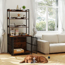 170 cm Dog Crate Furniture with Three Storage Shelves – Coffee view 1