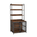 170 cm Dog Crate Furniture with Three Storage Shelves – Coffee view 3