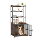 170 cm Dog Crate Furniture with Three Storage Shelves – Coffee view 4