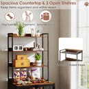 170 cm Dog Crate Furniture with Three Storage Shelves – Coffee view 6