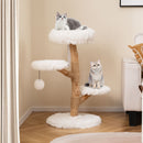 90 cm Pear Wood Cat Tree with Plush Perch – view 1
