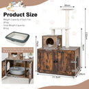 2-in-1 cat tree with litter box enclosure and sisal scratching posts in brown, featuring multi-level design and storage.