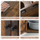 Close-up of the 2-in-1 cat tree's waterproof surface and magnetic door catch, ideal for litter box enclosure and.