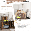 2-in-1 cat tree with litter box enclosure and scratching posts in brown, providing a cozy space for cats and storage.