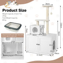 Multi-level 2-in-1 cat tree with litter box enclosure, sisal scratching posts, and spacious platforms in white.