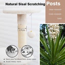 2-in-1 cat tree with sisal scratching posts, litter box enclosure, and plush ball for comfortable play and rest.