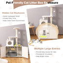 Multi-level 2-in-1 cat tree with litter box enclosure and sisal scratching posts in white, perfect for indoor cat.