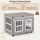 80 cm Grey Dog Crate Furniture with Sliding Barn Doors – Grey view 5