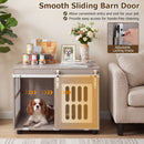 80 cm Grey Dog Crate Furniture with Sliding Barn Doors – Grey view 8