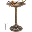 Pedestal Garden Bird Bath with Sparrow Ornament – image 2