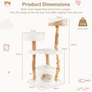 Wooden cat tree with unique pear wood trunks, 5 tiers, jute scratching posts, and cozy resting areas for playful.